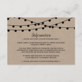 Rustic Kraft String Ljus Bröllop-samlingen Tilläggskort