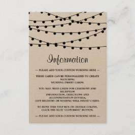 Rustic Kraft String Ljus Bröllop-samlingen Tilläggskort