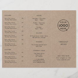 Rustic Kraft Takeout | Meny för Restaurang Takeawa