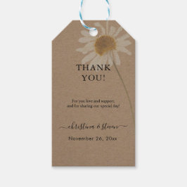 Rustic Kraft-torkad Blommigt Tack Presentetikett