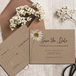 Rustic Kraft Torkade Solroser Bröllop Save The Dat Vykort