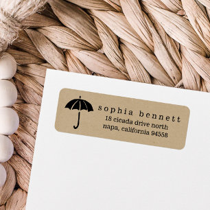 Rustic Kraft Umbrella Baby Shower Returadress Etikett