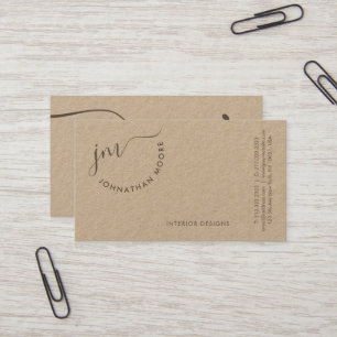 Rustic Kraft Unik Kurvatur Signaturmonogram Visitkort