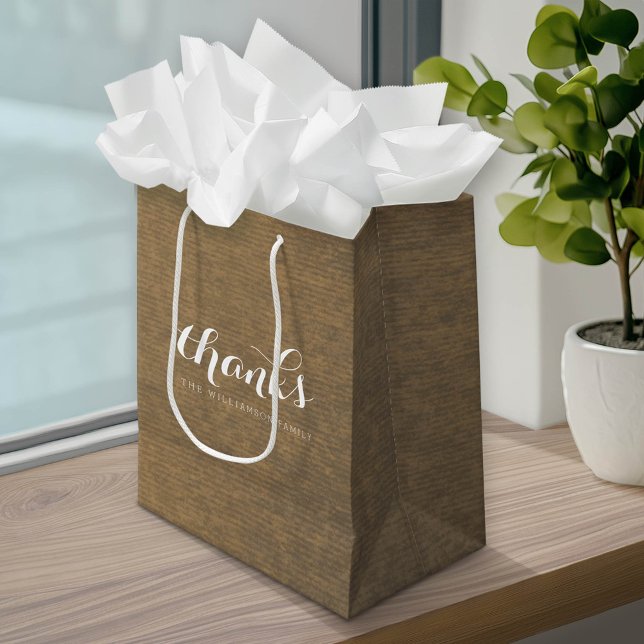 Rustic Kraft-utskrift - tack vare Thanksgivingen F (Custom Gift Bag)