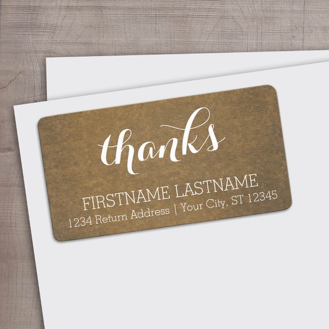 Rustic Kraft-utskrift - tack vare Thanksgivingen F Adressetikett (Custom Label)