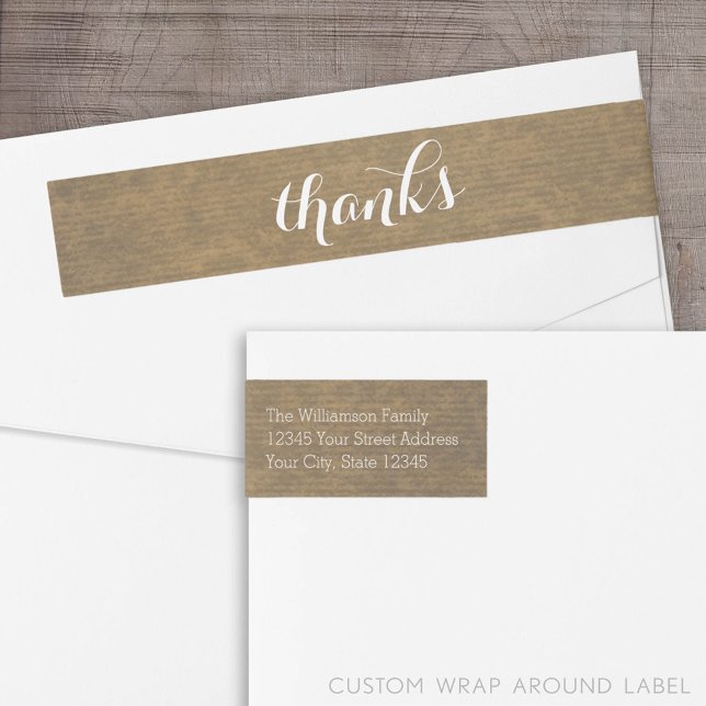 Rustic Kraft-utskrift - tack vare Thanksgivingen F Etikettband (Custom Thank You Label)