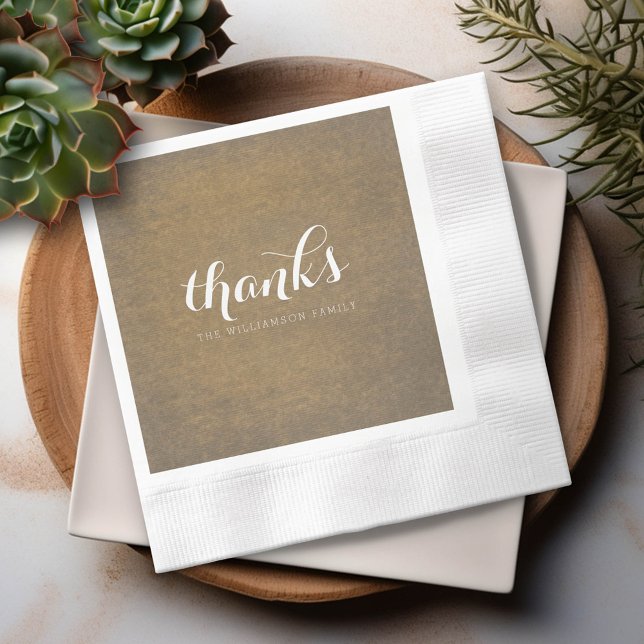 Rustic Kraft-utskrift - tack vare Thanksgivingen F Pappersservett (Custom Thank You Napkin)