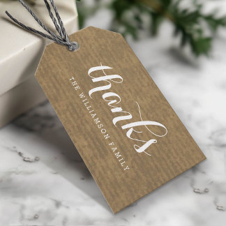 Rustic Kraft-utskrift - tack vare Thanksgivingen F Presentetikett