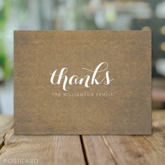Rustic Kraft-utskrift - tack vare Thanksgivingen F Vykort