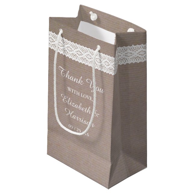 Rustic Kraft & Vintage White Snöre Bröllop (Framsidan Vinklad)