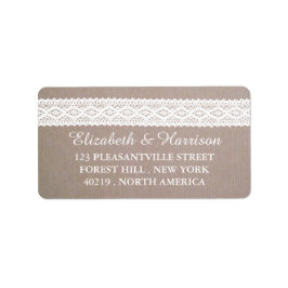 Rustic Kraft & Vintage White Snöre Bröllop Adressetikett