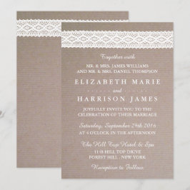 Rustic Kraft & Vintage White Snöre Bröllop Inbjudningar