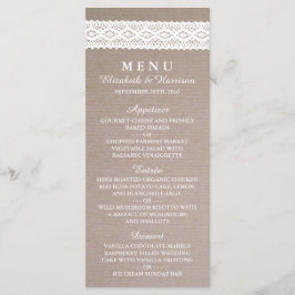 Rustic Kraft & Vintage White Snöre Bröllop Menu Meny