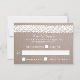 Rustic Kraft & Vintage White Snöre Bröllop OSA Kort