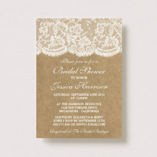 Rustic Kraft & Vintage White Snöre Möhippa Inbjudningar