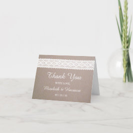 Rustic Kraft & Vintage White Snöre Weddig Tack Kort