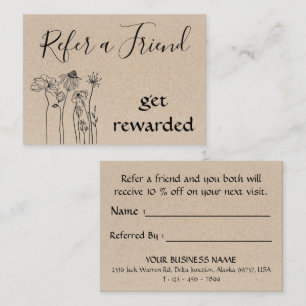 Rustic Kraft & Wildblommor Professionell Business Rabattkort