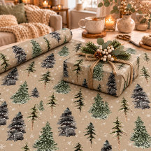 Rustic Kraft Winter Woodland Snowy Spruce Träd