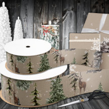 Rustic Kraft Winter Woodland Spruce Träd Reindeer