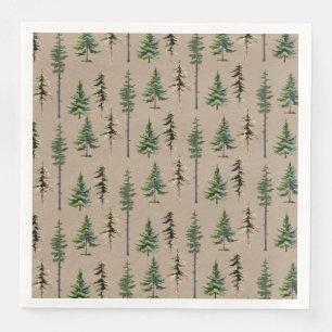 Rustic Kraft Woodland Fir Gräs Spruce Träd Forest Pappersservett