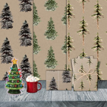 Rustic Kraft Woodland Gräs Spruce Träd