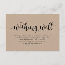 Rustic kraftskript, svart, Bröllop Wishing-brunn