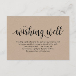 Rustic kraftskript, svart, Bröllop Wishing-brunn Tilläggskort
