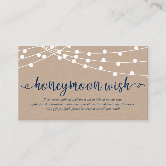 Rustic kraftsträng ljus, Bröllop Honeymoon Fund Tilläggskort (Framsida)