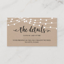 Rustic Kraftsträng ljus, The Details, webbplats E