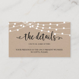 Rustic Kraftsträng ljus, The Details, webbplats E Tilläggskort