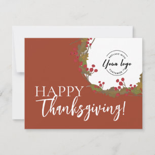 Rustic Krans Verksamhet terrakotta Thanksgiving Julkort