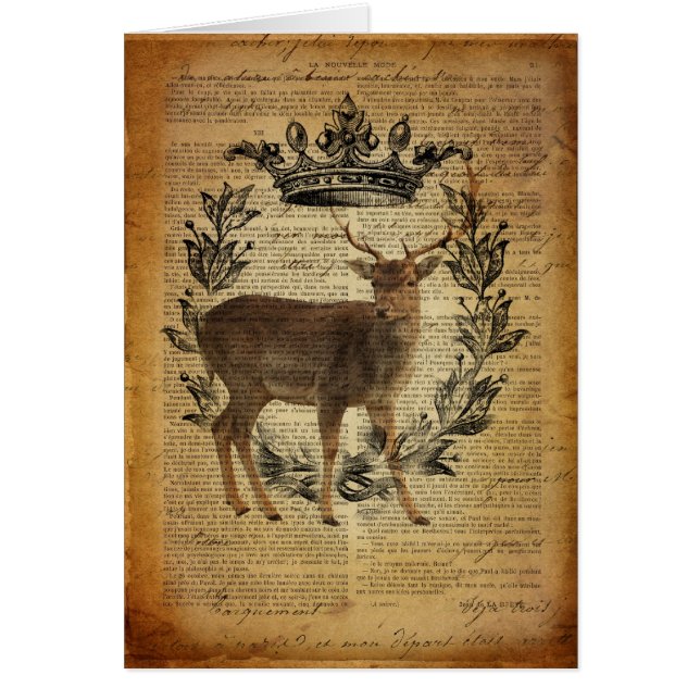 Rustic krona fridluftsmänniska whitetail buck Hjor Hälsningskort (Framsidan)