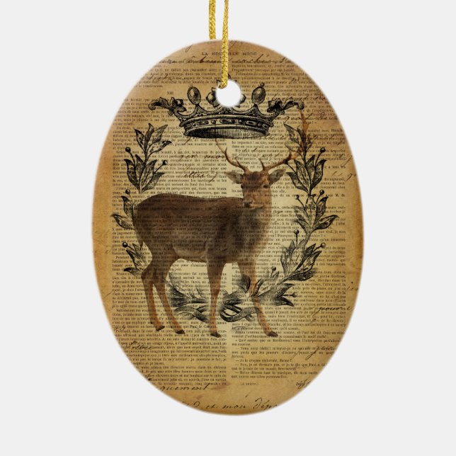 Rustic krona fridluftsmänniska whitetail buck Hjor Julgransprydnad Keramik (Baksidan)