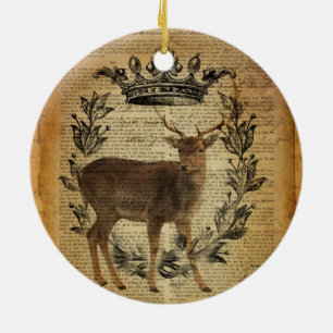 Rustic krona fridluftsmänniska whitetail buck Hjor Julgransprydnad Keramik