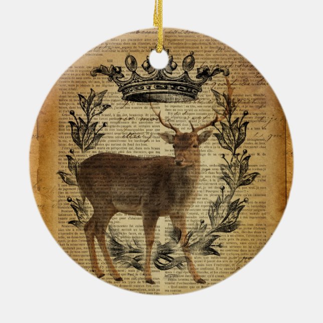 Rustic krona fridluftsmänniska whitetail buck Hjor Julgransprydnad Keramik (Baksidan)