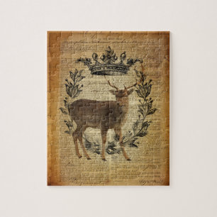 Rustic krona fridluftsmänniska whitetail buck Hjor Pussel