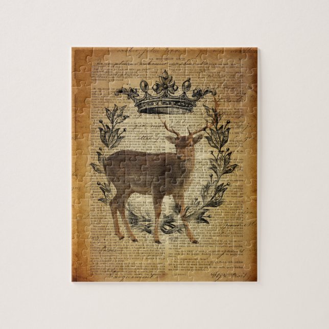 Rustic krona fridluftsmänniska whitetail buck Hjor Pussel (Vertikal)