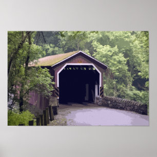 Rustic Kurtz Mill täckte bron Lancaster PA Poster