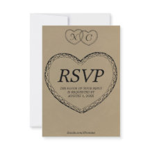 Rustic Lace Hearts Initialer RSVP-kort