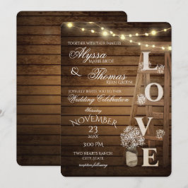 Rustic Ladder och Ljus Kärlek Bröllop Inbjudningar