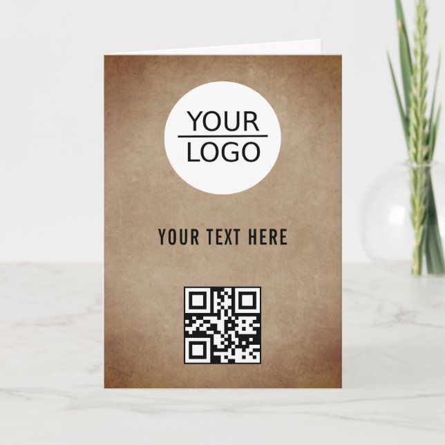 Rustic Lägg till logotyp QR-kod Anpassad textkampa Kort (Framsida)