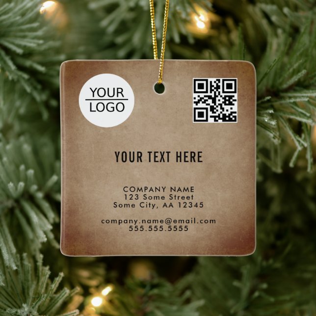 Rustic Lägg till logotyp QR-kod Text Kampanj Givea Julgransprydnad Keramik (Träd)