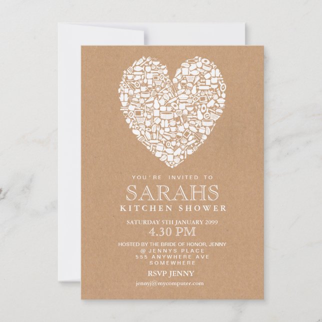 Rustic Lagrar, Möhippan Kitchen Party Inbjudningar (Framsida)