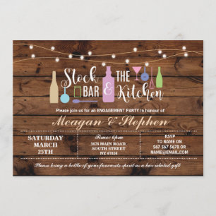 Rustic Lagrar Pub & Kitchen Förlovning Par Inbjudningar