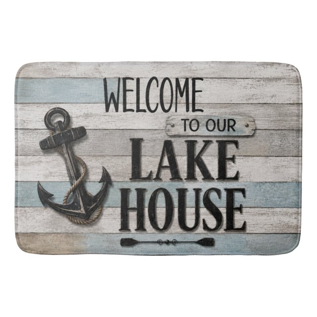 Rustic Lake House Anchor Nautical Coastal  Badrumsmatta (Framsidan)