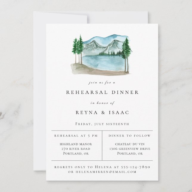 Rustic Lakeview Rehearsal Middag Meddelande (Framsida)
