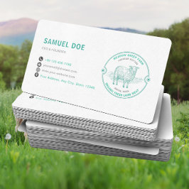 Rustic Lamb Sheep Farm LOGO QR Code Green Visitkort