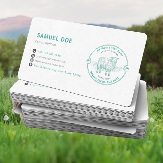 Rustic Lamb Sheep Farm LOGO QR Code Green Visitkort (Skapare uppladdad)