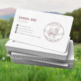 Rustic Lamb Sheep Farm LOGO QR Code Red Visitkort