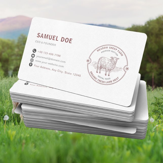 Rustic Lamb Sheep Farm LOGO QR Code Red Visitkort (Skapare uppladdad)